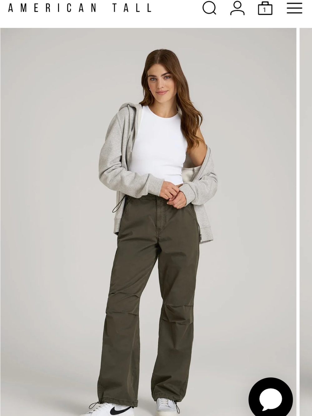 American Tall Olive High-Rise Wide Leg Pants — Relaxed Fit